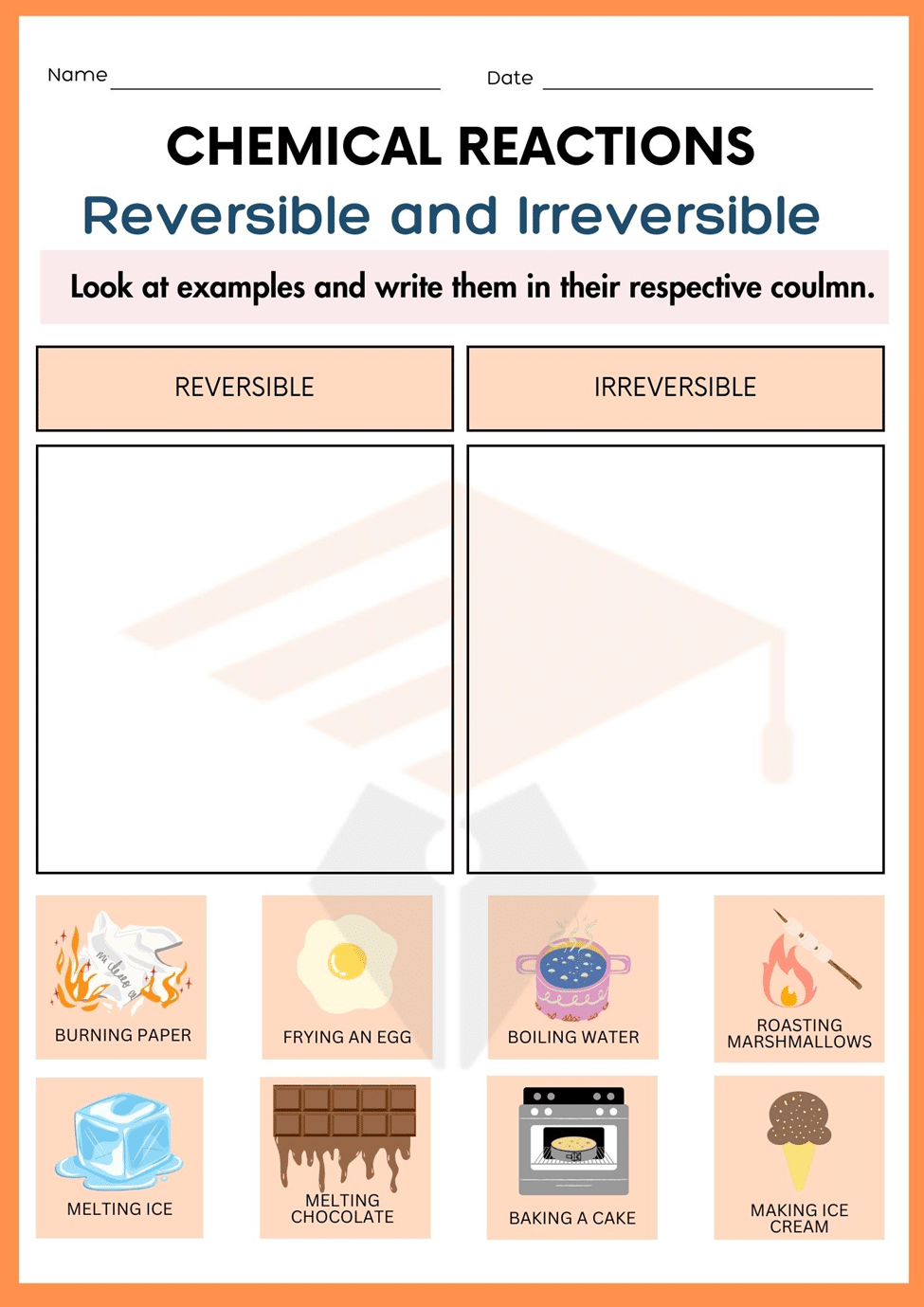 Chemical Reactions Worksheets