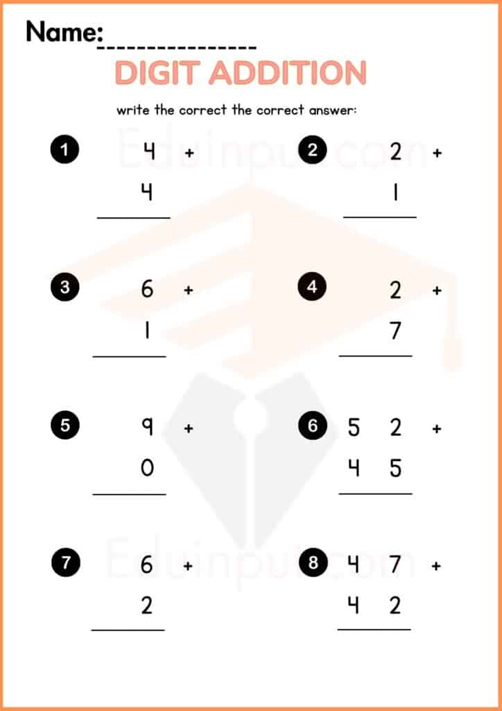 digit addition worksheets 4