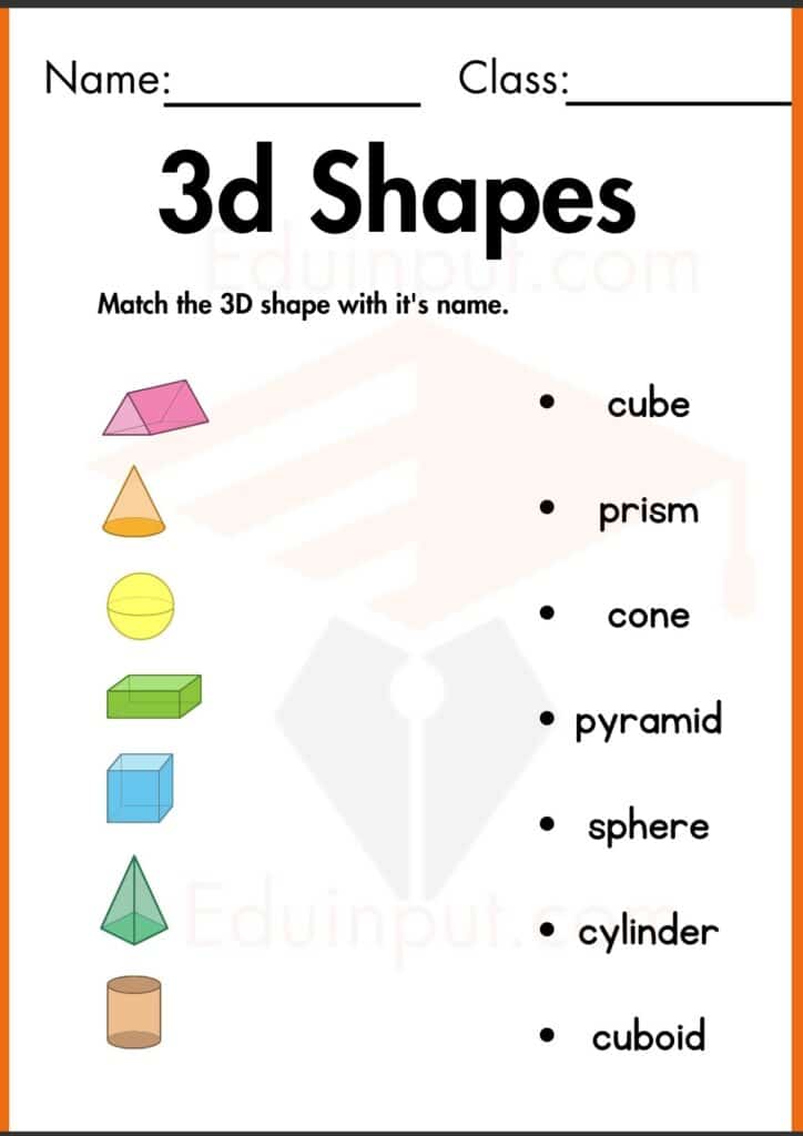 match 3d shape worksheets 2