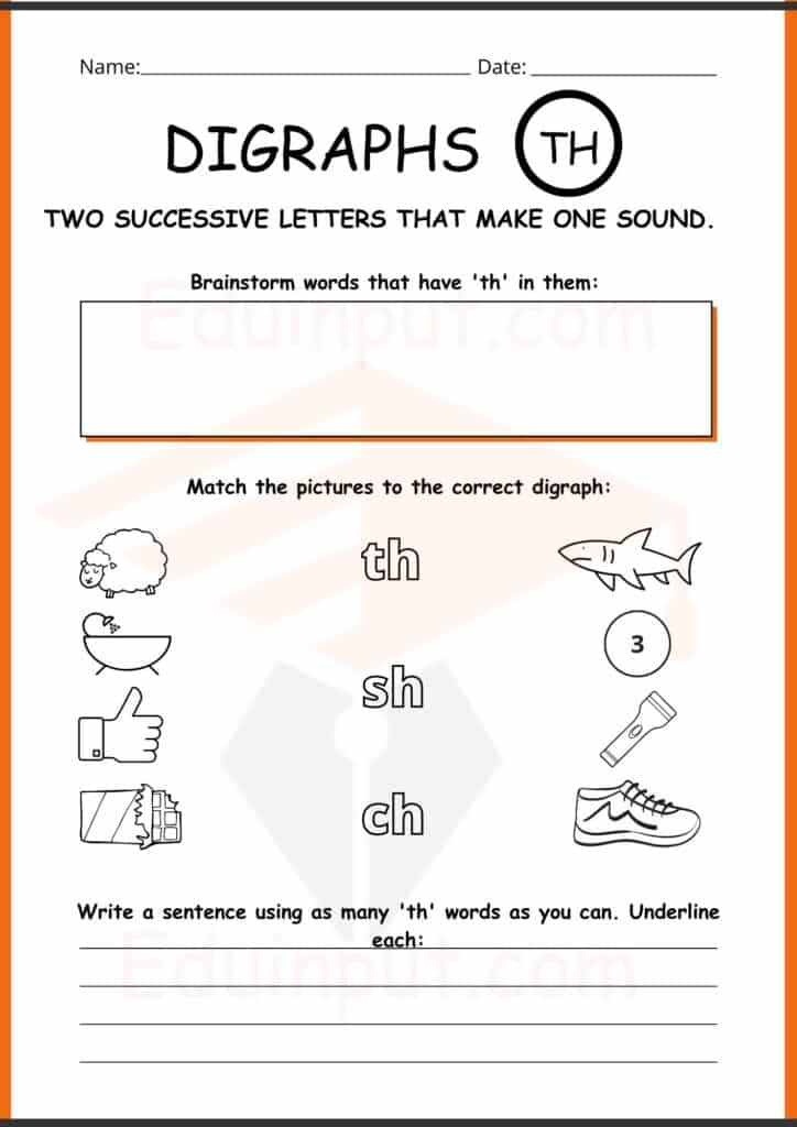 Digraphs th worksheets 2