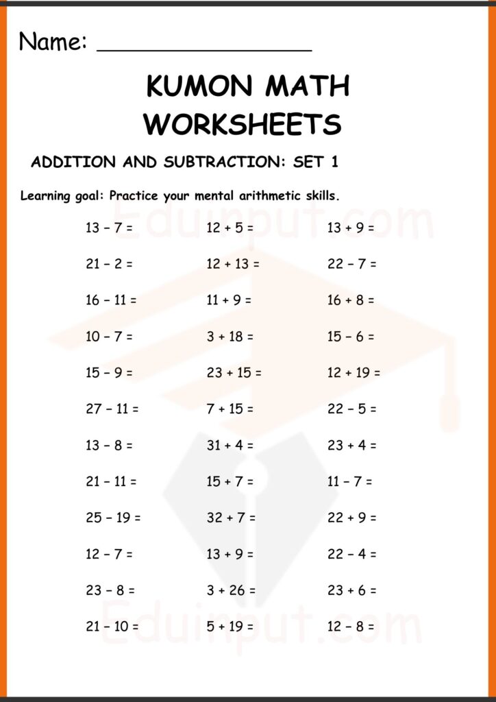 Kuman math worksheets 2