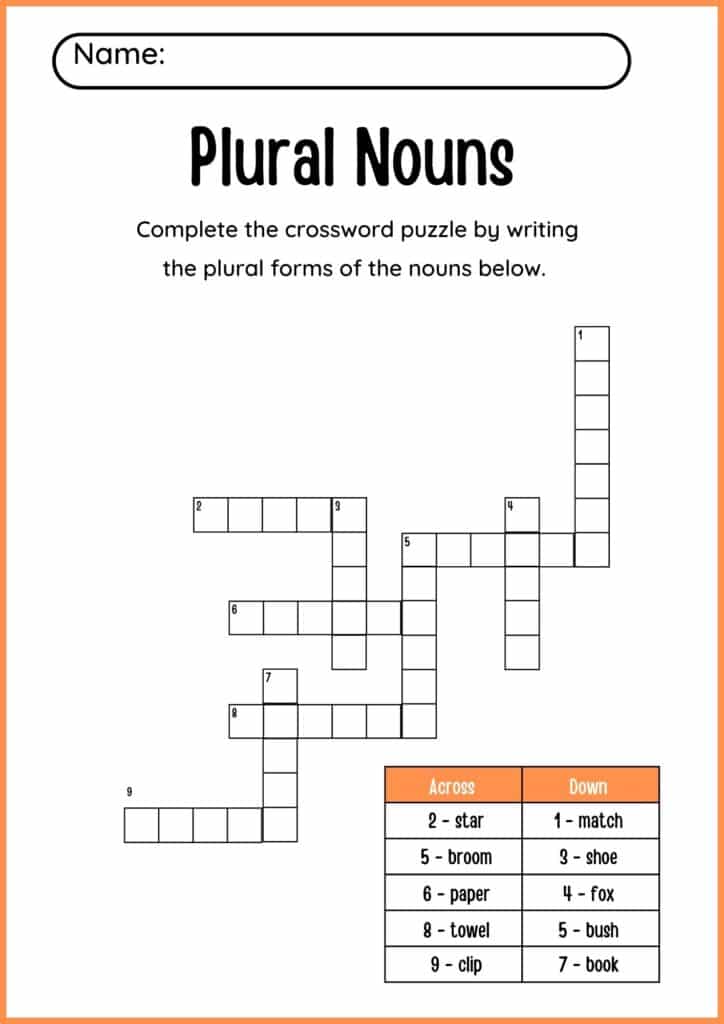 Plural noun puzzle worksheets 2