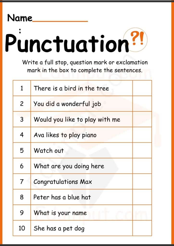 Punctuation worksheets 3