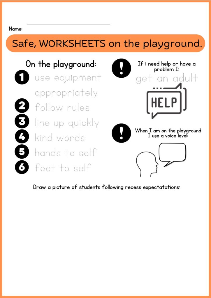 Safe WORKSHEETS on the playground. 5