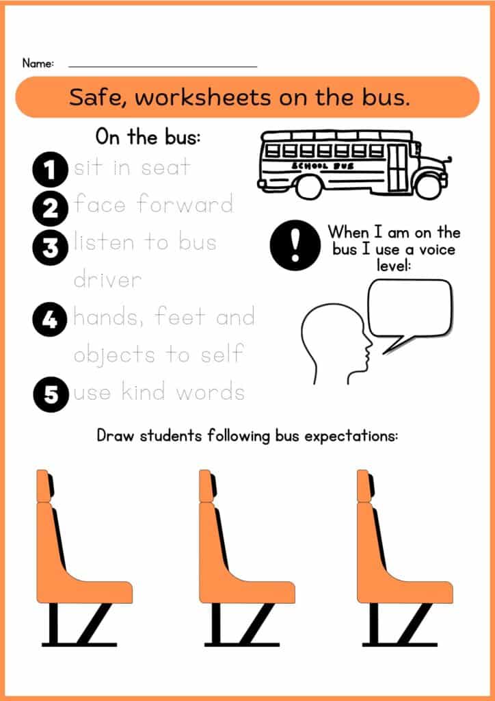 Safe worksheets on the bus. 4