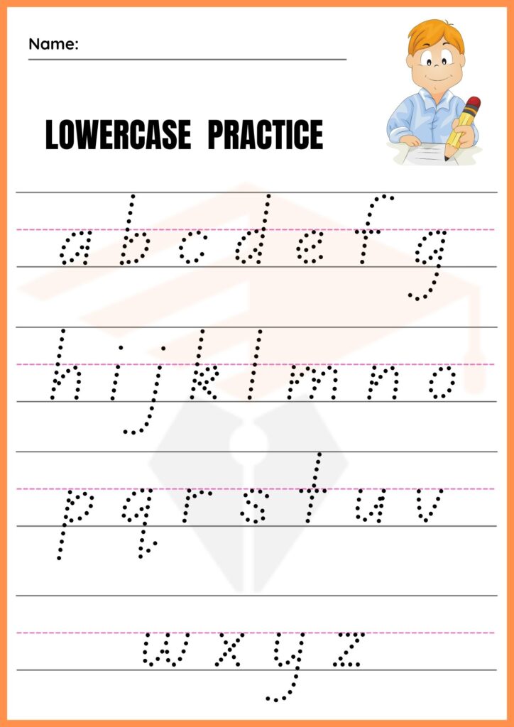 Image showing Writing Lowercase Alphabet Worksheets for Kindergarten