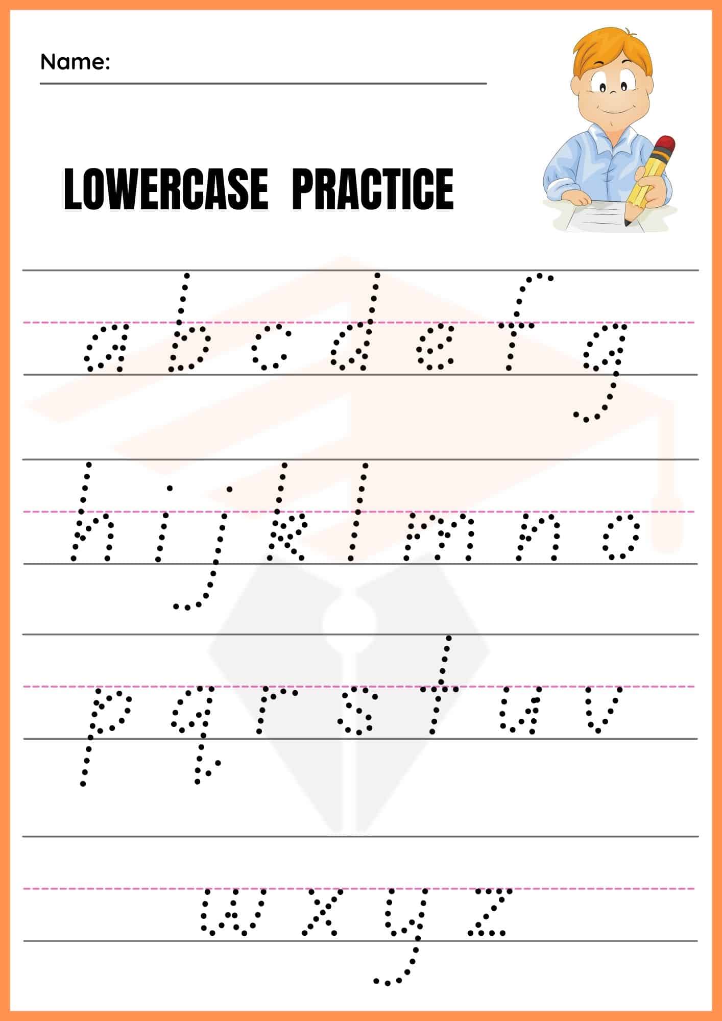 Writing Lowercase Alphabet Worksheets for Kindergarten