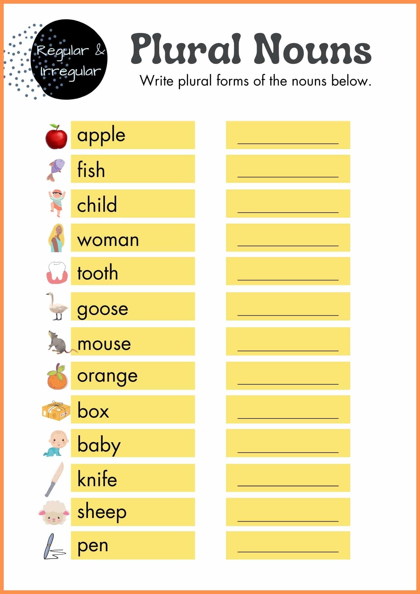 Plural Noun Worksheets for Kindergarten