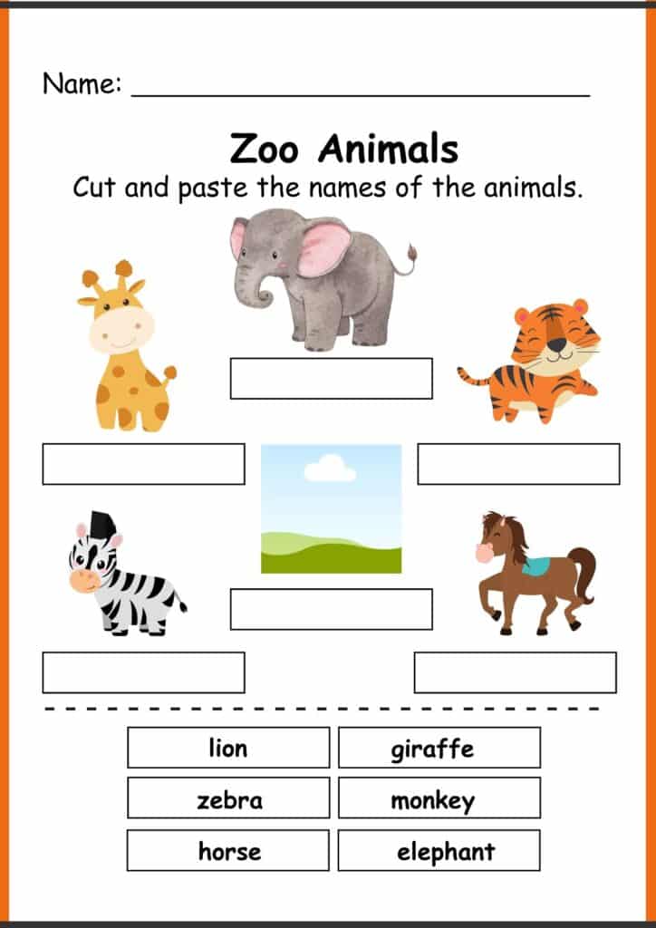 cut and paste zoo worksheets 4