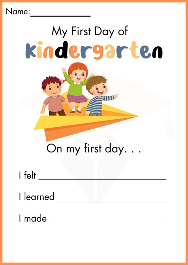 first day of kindergarten worksheets 3