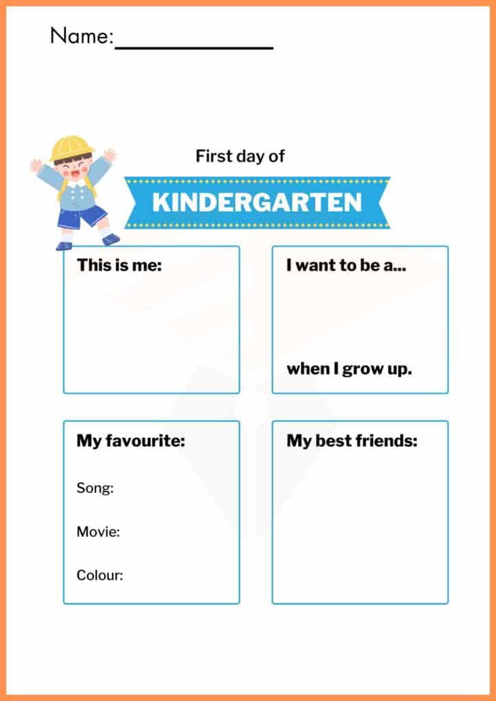 first day of kindergarten worksheets 4