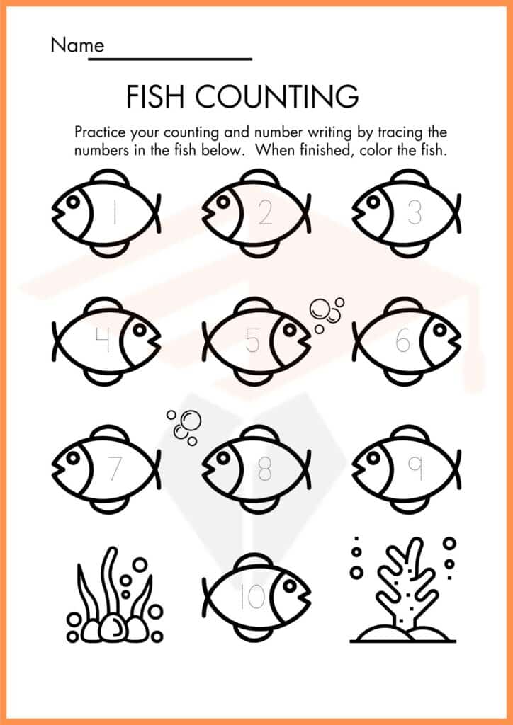 fish counting worksheets 3