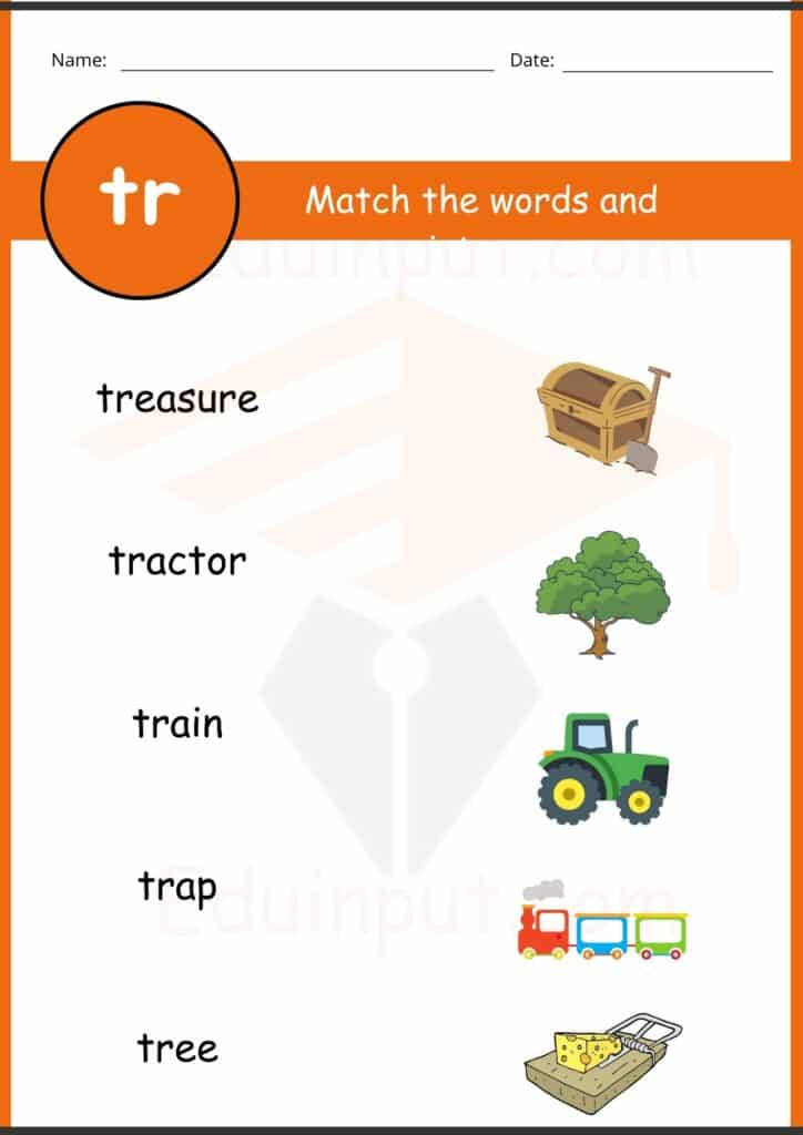 match the tr words worksheets 3