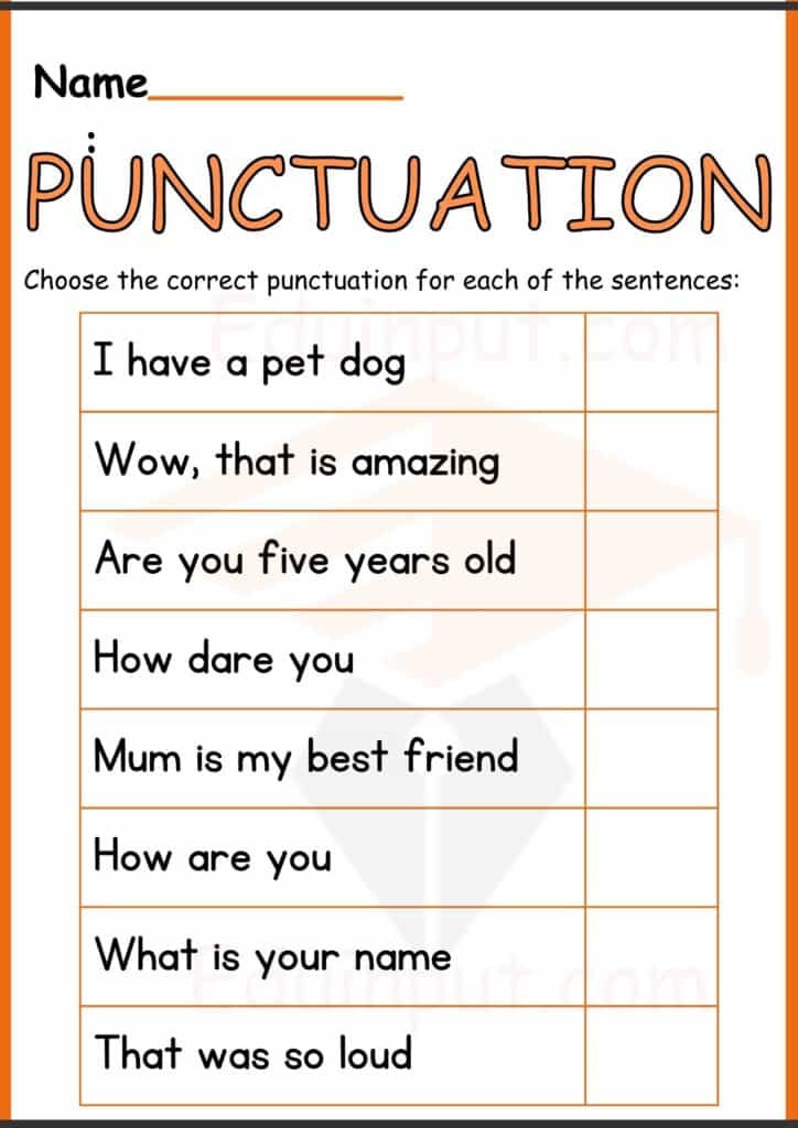 punctuation worksheets 4