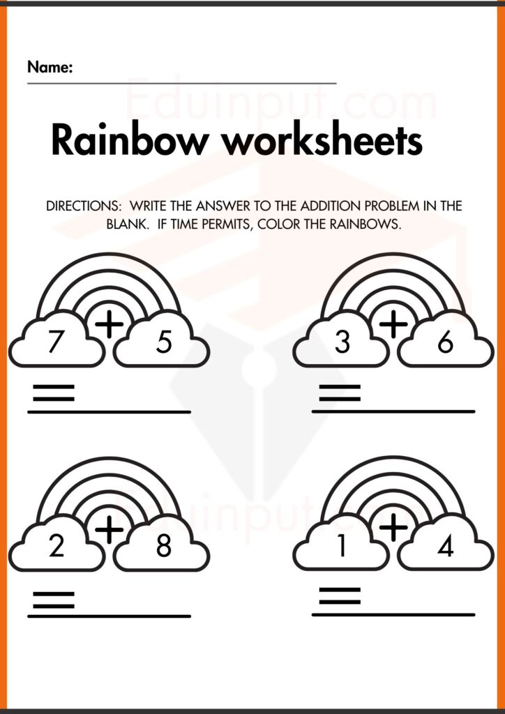 rainbow addition worksheets 3