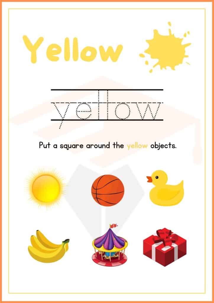 trace and cricle yellow worksheets 4