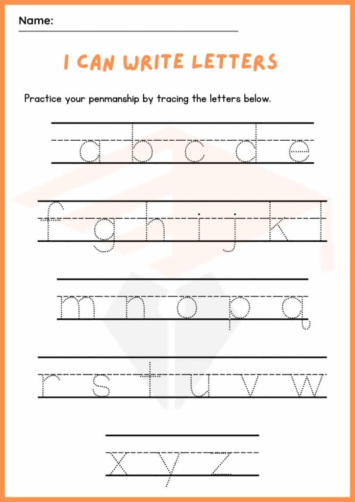 trace the lower case letter worksheets 3