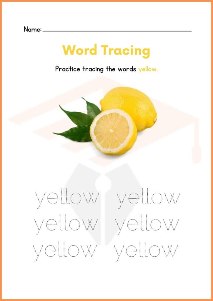 trace the yellow worksheets 3