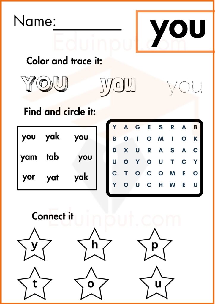 Image showing You and is Worksheets for Kindergarten