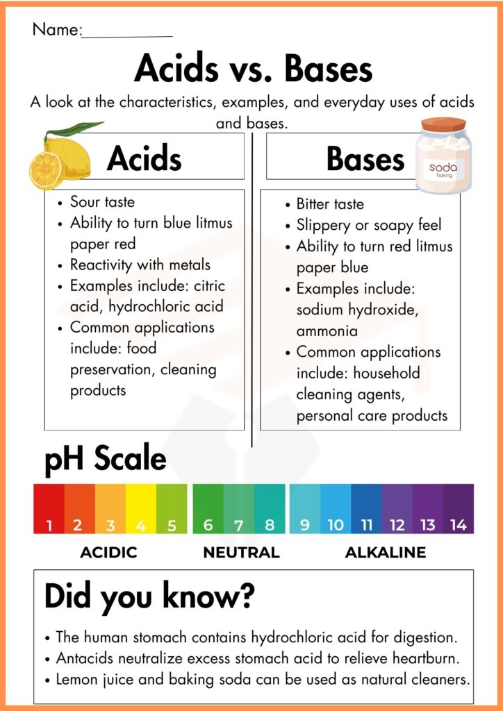 image showing Acid base difference worksheet