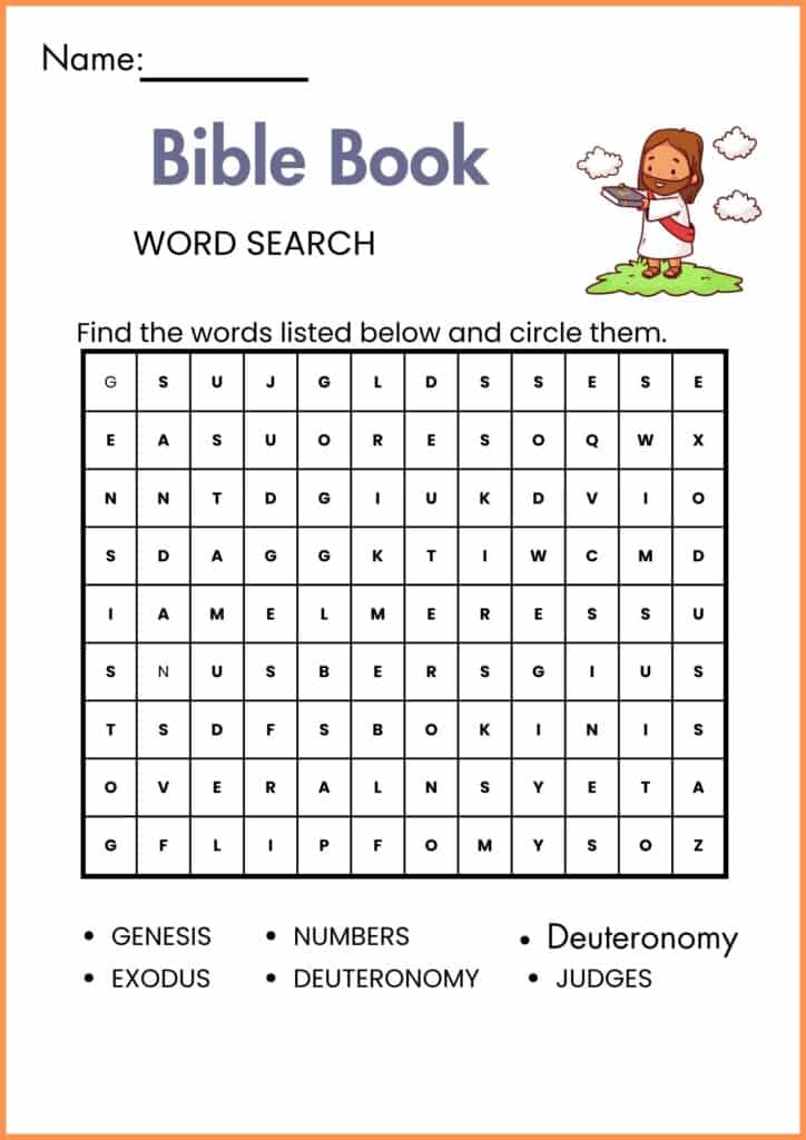 image showing Bible word search worksheet