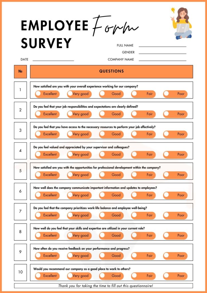 image showing Employee Survey form worksheet