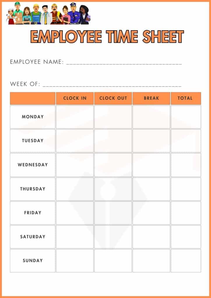 image showing Employee TIME Sheet worksheet