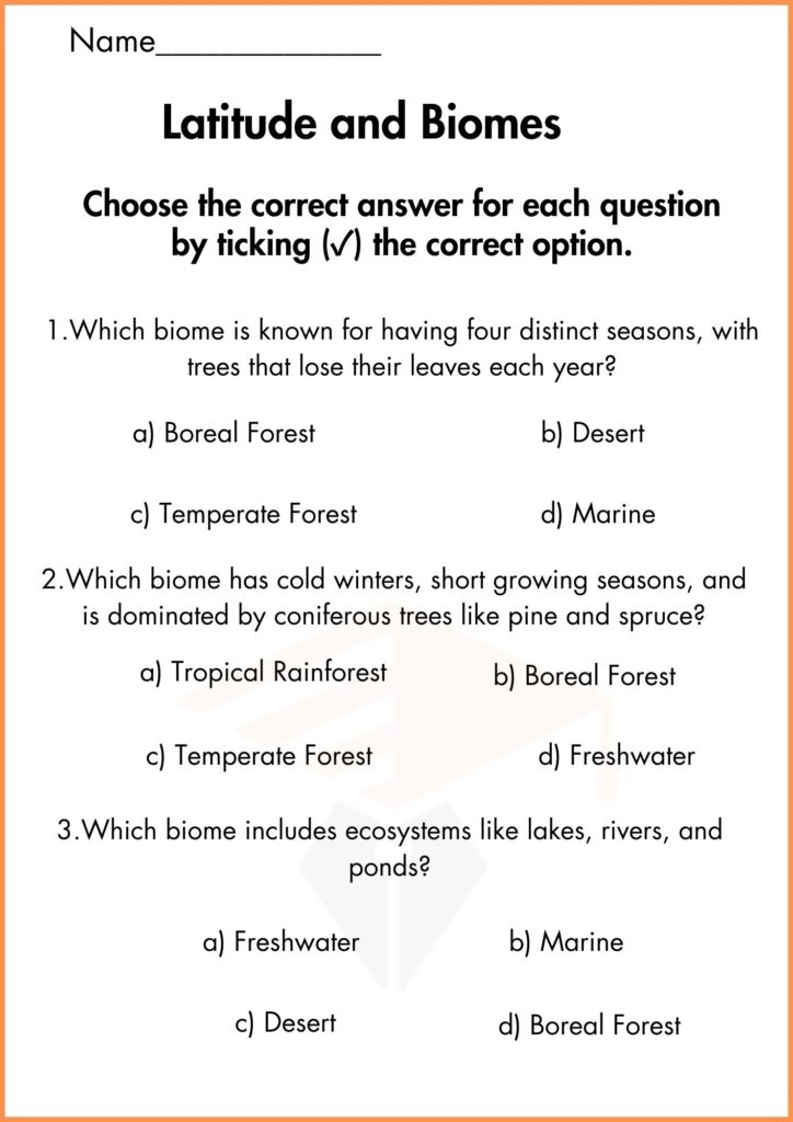 image showing Quiz Latitude and Biomes worksheet 