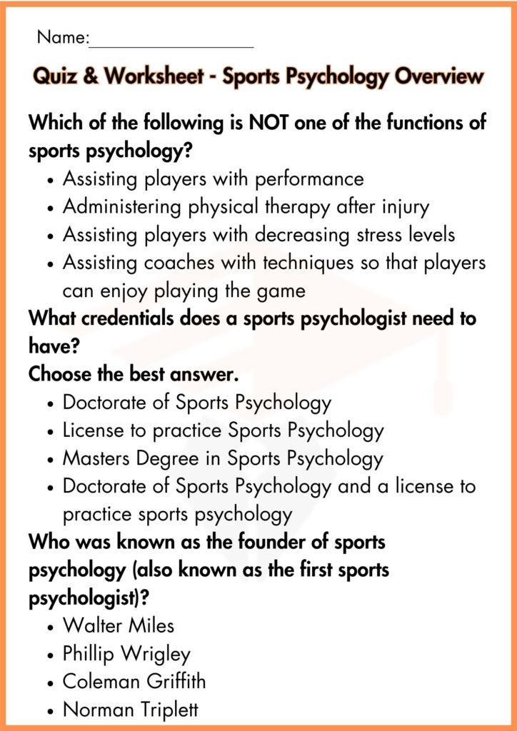 image showing Quiz sport psychology worksheets