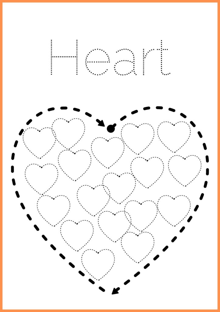 Image showing Trace heart worksheet