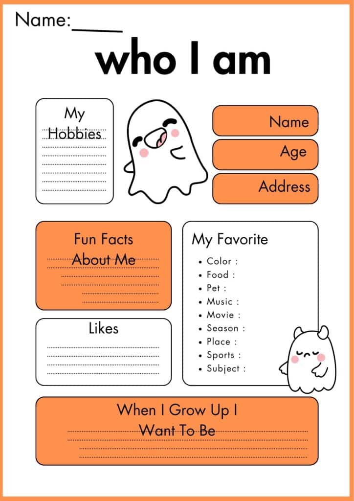 who i am write about you worksheet