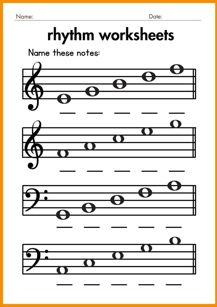 image showing write the notes rhythm worksheets