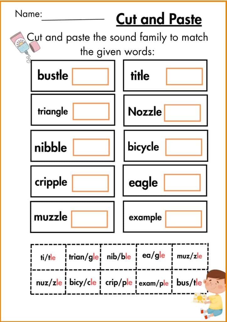 Image showing Cut and Paste consonant le worksheets 