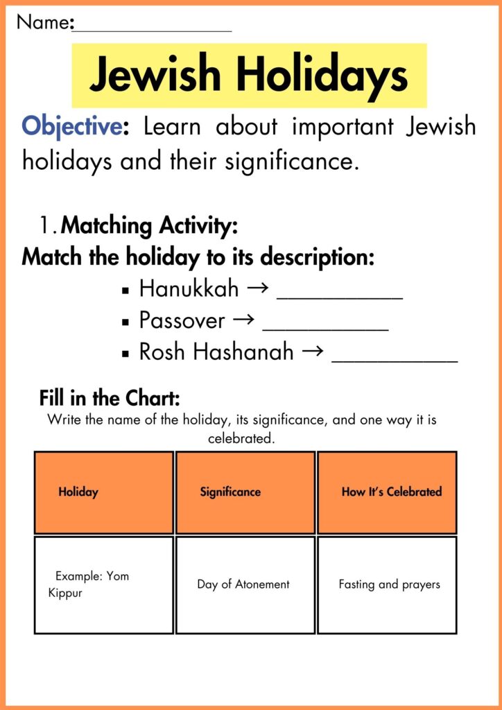 image showing holiday judaism worksheets 