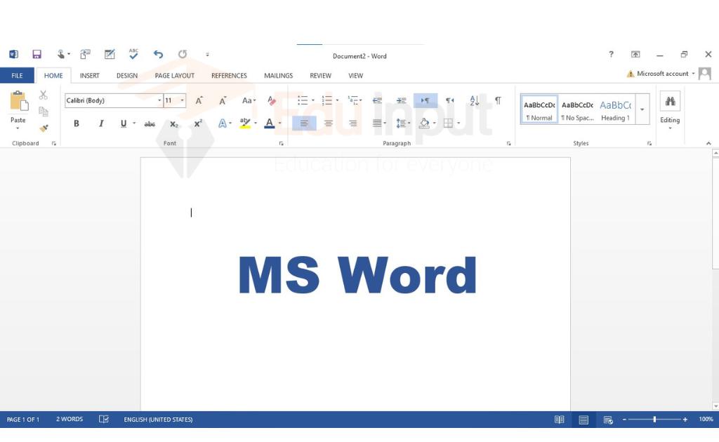 image showing the Word processing software