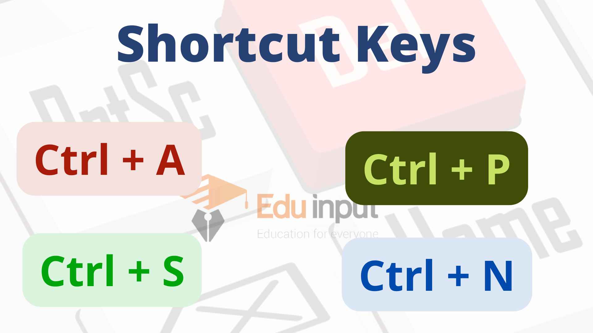 Shortcut Keys in Computer | Shortcut Keys for MS word and Excel