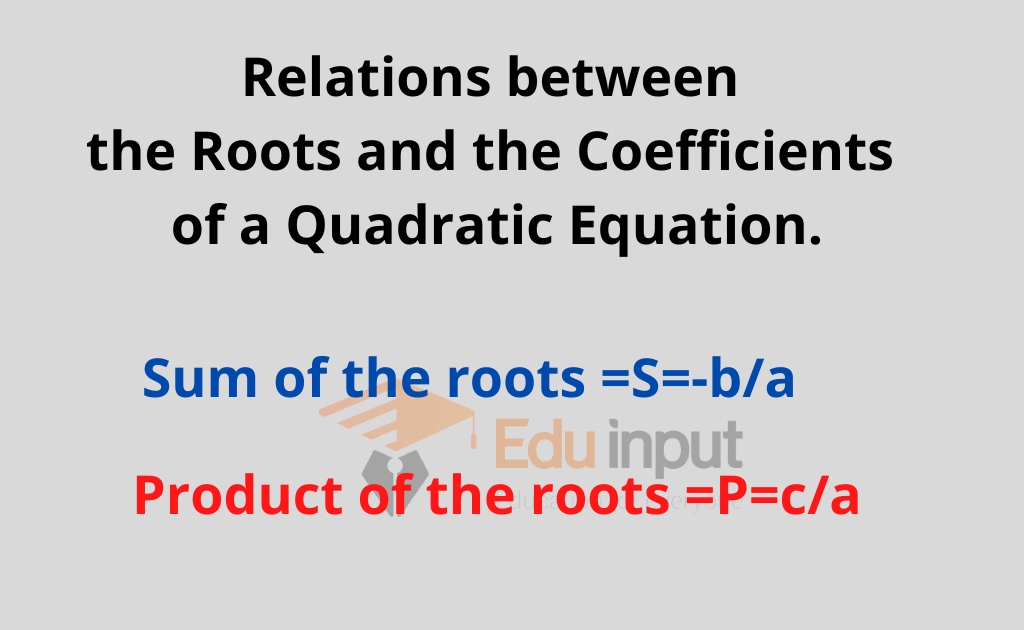 Relations between the Roots and the Coefficients of a Quadratic Equation.