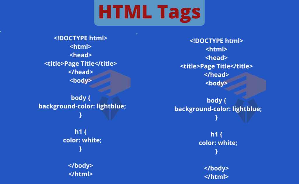 image showing the Different tags in HTML