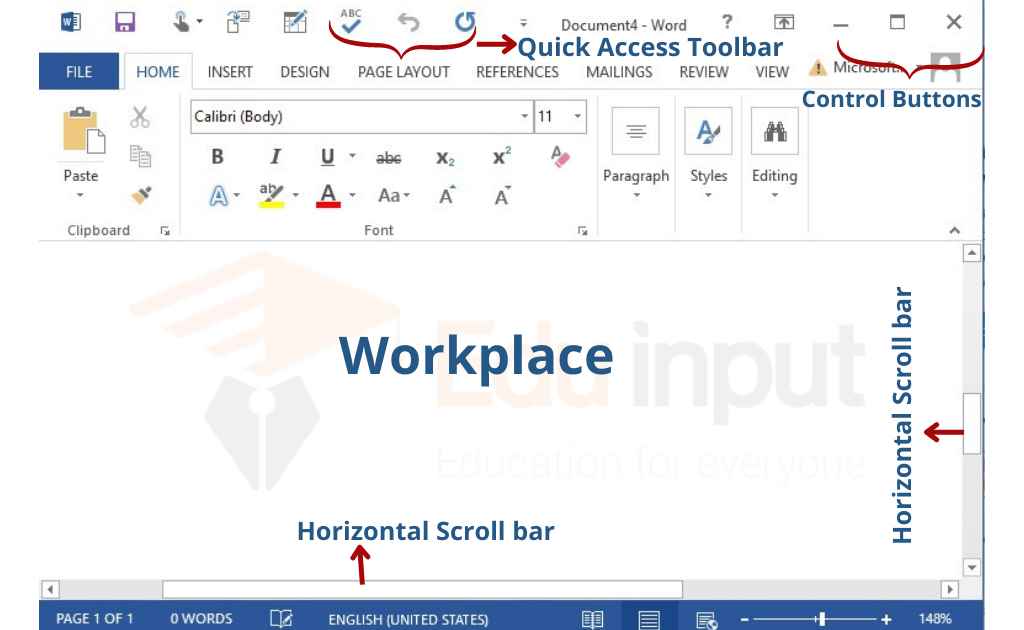 image showing the MS word interface
