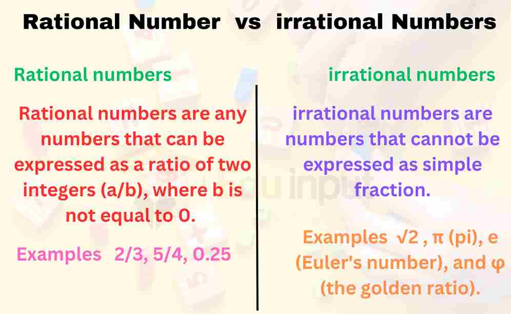 image showing difference between rational and irrational number