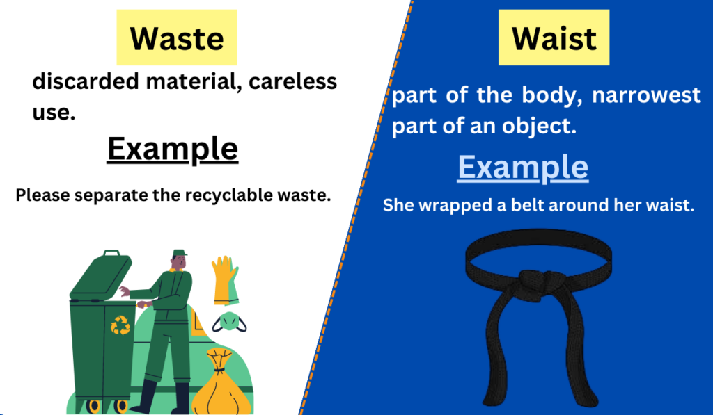 Image showing the Difference between Waste And Waist