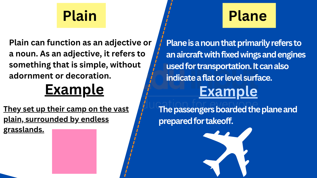 Plain vs. Plane-Difference between and Examples