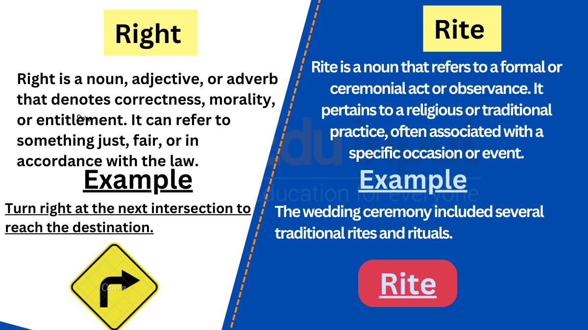 Right vs. Rite-Difference between and Examples
