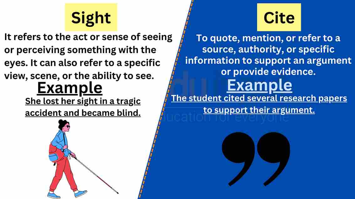 Sight vs Cite-Difference Between And Example