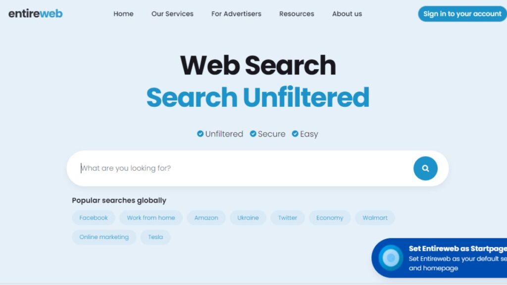 Entireweb search engine